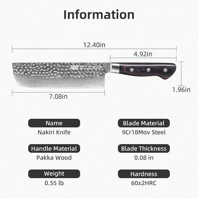 FINDKING 7 Inch Japanese Nakiri Knife, Straight-Edged Vegetable Cleaver for Efficient Chopping and Mincing, Specialized Usuba Milk Street Knife (Raven Series)