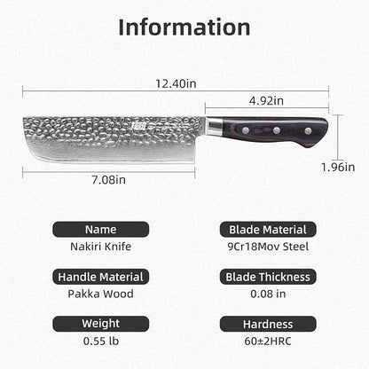 FINDKING 7 Inch Japanese Nakiri Knife, Straight-Edged Vegetable Cleaver for Efficient Chopping and Mincing, Specialized Usuba Milk Street Knife (Raven Series)