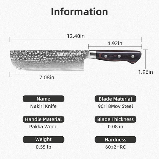 FINDKING 7 Inch Japanese Nakiri Knife, Straight-Edged Vegetable Cleaver for Efficient Chopping and Mincing, Specialized Usuba Milk Street Knife (Raven Series)