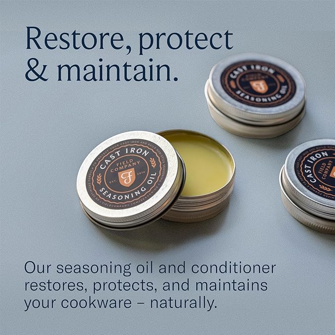 Cast Iron Seasoning Oil – Organic Grapeseed, Sunflower & Beeswax Blend for Conditioning & Restoring Cookware by Field Company