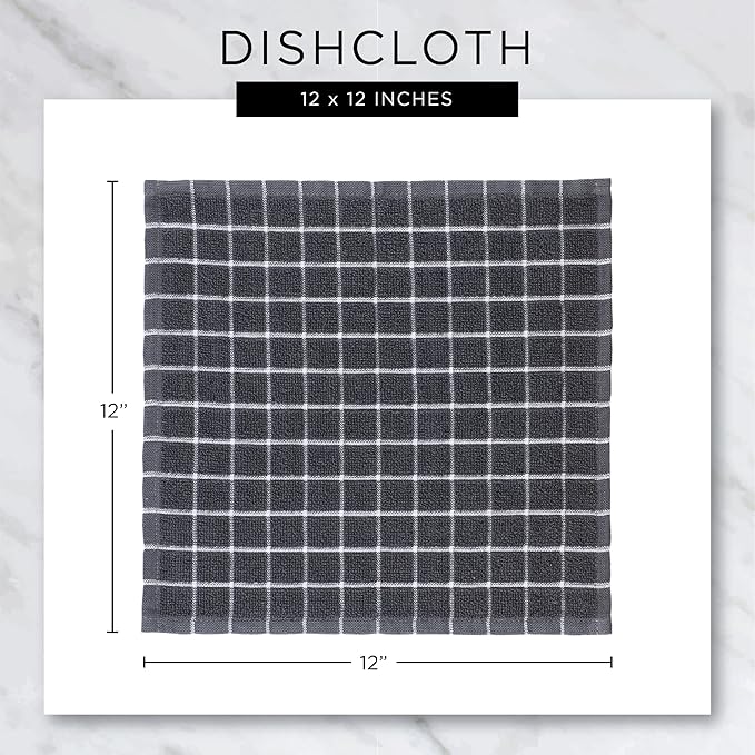 DII Basic Terry Collection Windowpane Dishcloth Set, 12x12, Spice, 6 Piece