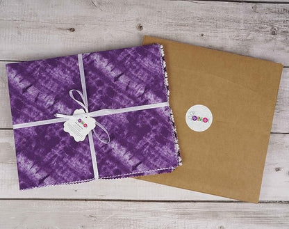 Soimoi 8 Pc Fat Quarter Bundle - Tie & Dye Print 18"x 22" DIY Patchwork- 100% Cotton Pre-Cut Quilting Fabric (Purple & White)