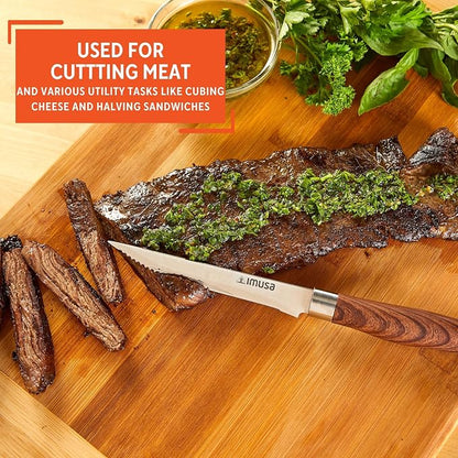 IMUSA 4.5in Chef WL Stainless Steel Steak Knife with Wood Look Handle