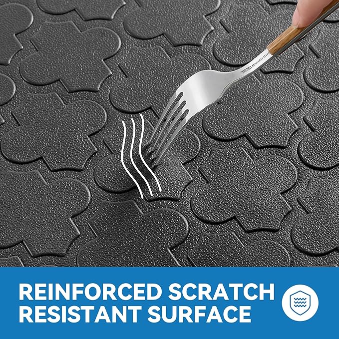 Kitchen Mat Cushioned Anti Fatigue for Floor, Non-Slip Waterproof Comfort Rug for Kitchen Sink, Standing Desk & Laundry, 17.3"x29", Black
