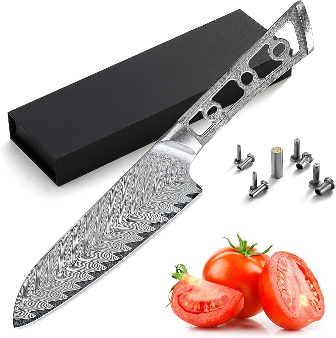 KATSURA Woodworking Project Kit – Santoku Knife Blank – 5 Inch with 40mm wide blade – Thunder-X Series – Japanese Premium 67 Layers Damascus AUS 10 Steel – NO LOGO