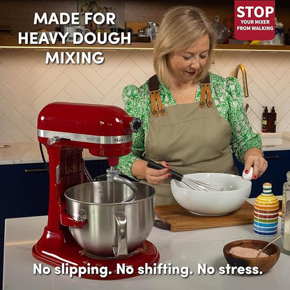 Baker's Buddy Anti-Slip Stand Mixer Mat for KitchenAid Select Bowl-Lift 5–8 Qt Mixers – Silicone Base Pad for Heavy Dough Kneading, Reduces Walking, Vibration & Noise, Red