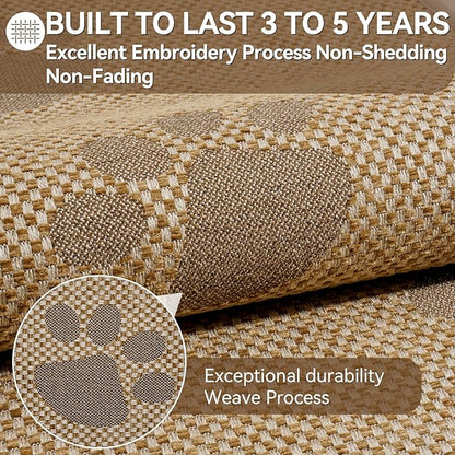 YDKGL Kitchen Mats for Floor, Super Absorbent Kitchen Rugs Non Slip Washable, Rubber Backing Soft Woven Linen Embroidery Runner Rug, Standing Mat Kitchen Sink Mat, Easy to Clean, Brown 17x30