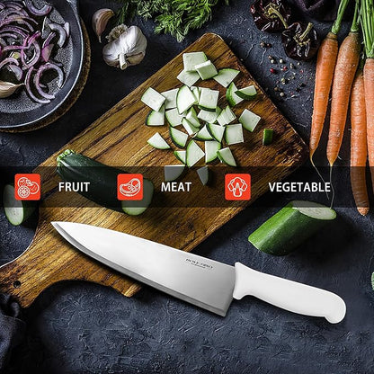 8 inch Japanese High Carbon Stainless Steel Chef Knife, Professional Extra Sharp Wide Cook Knife with Non-slip Ergonomic Handle, for Kitchen Home Restaurant