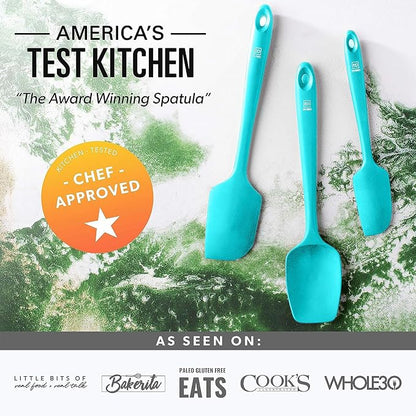 DI ORO Silicone Spatula Set - Rubber Kitchen Spatulas for Baking, Cooking, & Mixing - 600°F Heat-Resistant & BPA Free Silicone Scraper Spatulas for Nonstick Cookware - Dishwasher Safe (4pc, Teal)