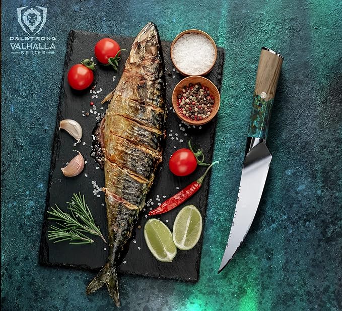 Dalstrong Fillet Knife - 6.5 inch - Valhalla Series - 9CR18MOV HC Steel - Celestial Resin & Wood Handle Gift Kitchen Knife - Meat Cutting, Carving, Bone, Deboning, Boning - Leather Sheath
