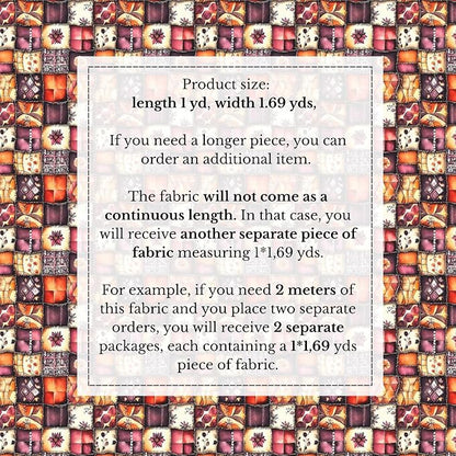 100% Cotton Fabric by the Yard – Turkish Quality Quilting & Sewing Fabric, 1 Yard x 1.69 Yards Wide, Patchwork Cotton for Crafts