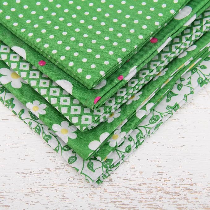 Threadart Exclusive 5 Fat Quarter Bundles - Green Confetti Brights Collection 100% Cotton Fabric - Premium 100% Cotton Quilting Fabric - No Duplicates - Full Size Fat Quarters 18"x21" - Green