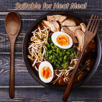 Patelai 16 Pieces Wooden Spoons Forks Set Wooden Utensils for Eating Wood Dinner Utensil Set Reusable Flatware Tableware Handmade Natural Cutlery Includes Spoon Fork for Cooking Eating Kitchen