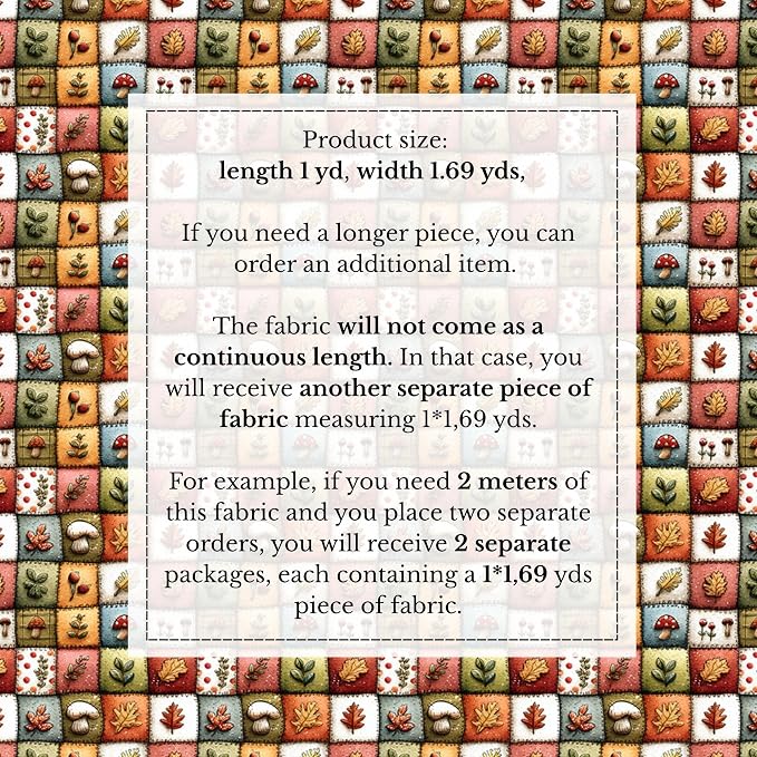 100% Cotton Fabric by the Yard – Turkish Quality Quilting & Sewing Fabric, 1 Yard x 1.69 Yards Wide, Patchwork Cotton for Crafts