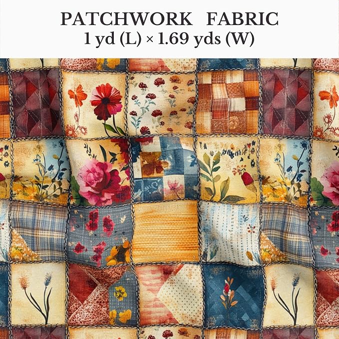 100% Cotton Fabric by the Yard – Turkish Quality Quilting & Sewing Fabric, 1 Yard x 1.69 Yards Wide, Patchwork Cotton for Crafts