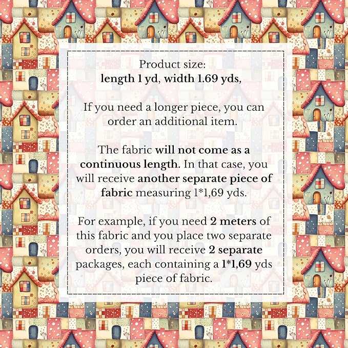100% Cotton Fabric by the Yard – Turkish Quality Quilting & Sewing Fabric, 1 Yard x 1.69 Yards Wide, Patchwork Cotton for Crafts