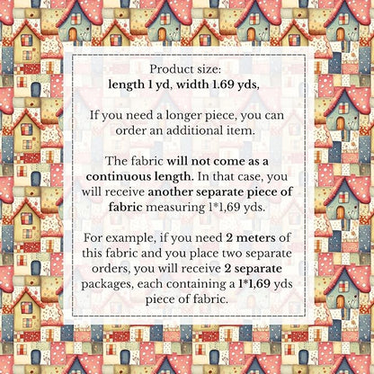 100% Cotton Fabric by the Yard – Turkish Quality Quilting & Sewing Fabric, 1 Yard x 1.69 Yards Wide, Patchwork Cotton for Crafts