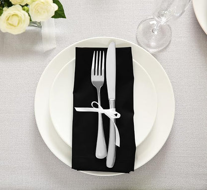 Utopia Kitchen Black Cloth Napkins [12 Pack, 20x20 Inch] Absorbent Cotton Blend Washable and Reusable for Dinner, Restaurant, Lunch, Wedding and Hotel