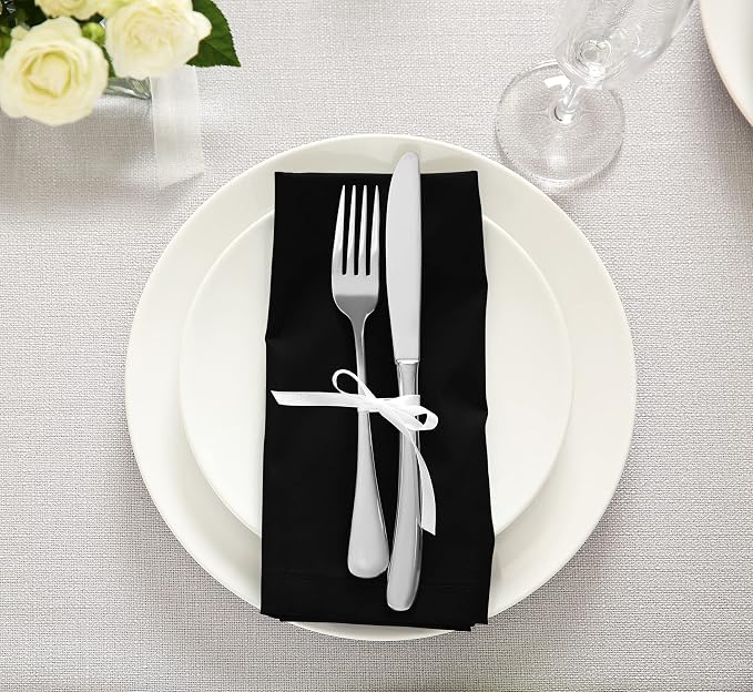 Utopia Kitchen Black Cloth Napkins 288 Pack (18x18 Inches), Commercial Grade Dinner Napkins Bulk, Absorbent Cotton Blend, Washable Reusable for Restaurant, Hotel, Wedding, Lunch and Banquet