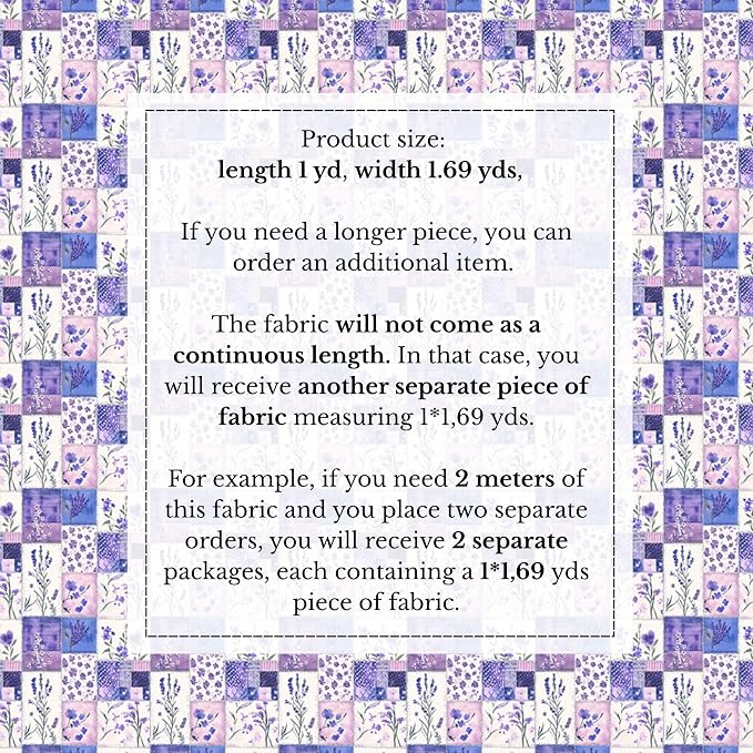 100% Cotton Fabric by the Yard – Turkish Quality Quilting & Sewing Fabric, 1 Yard x 1.69 Yards Wide, Patchwork Cotton for Crafts