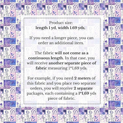 100% Cotton Fabric by the Yard – Turkish Quality Quilting & Sewing Fabric, 1 Yard x 1.69 Yards Wide, Patchwork Cotton for Crafts