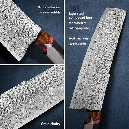 7.9in nakiri chef knife,handmade damascus steel blade ebony handle,japanese style kitchen vegetable knife with leather sheath,cutting cooking knives for kitchen
