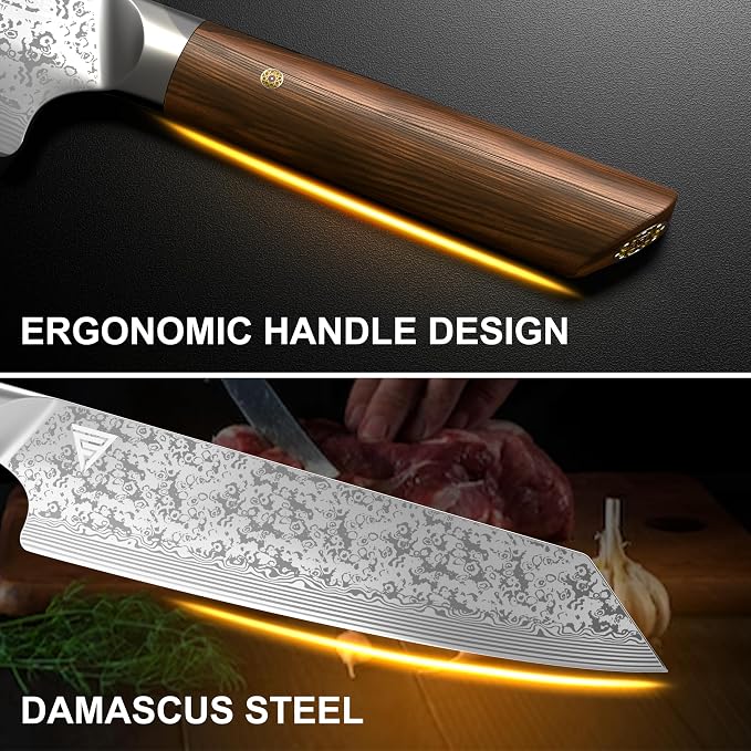 8" Professional Chef Knife - 67-Layer Damascus Steel with Pakka Wood Handle - Premium Kitchen Knife for Home & Professional Cooking with Leather Sheath & Gift Box