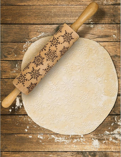 Mrs. Anderson’s Baking Embossing Rolling Pin, Snowflake Design, European Beechwood