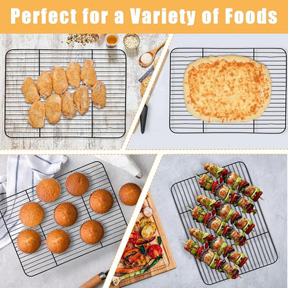 E-far Nonstick Baking Sheet with Rack Set, 16 x 12 x 1 Inch Cookie Sheet Baking Pans with Cooling Racks, Warp Resistant & Heavy-Duty, Non-Toxic & Easy Clean (2 Pans + 2 Racks)