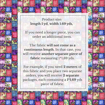 100% Cotton Fabric by the Yard – Turkish Quality Quilting & Sewing Fabric, 1 Yard x 1.69 Yards Wide, Patchwork Cotton for Crafts