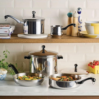 Farberware Classic Series Anniversary Edition Cookware Set, 8-Piece, Stainless Steel Pot and Pan Set