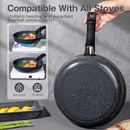 GiPP Ceramic Pots and Pans Set Non Stick, Nonstick Detachable Handle Cookware Sets, Non Toxic Induction Kitchen Pot and Pan with Removable Handle, Healthy RV Cookware, Dishwasher ＆Oven Safe, 7 Piece