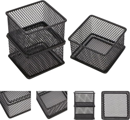 Annova Mesh Stackable Drawer Cabinet and Shelf Organizer Bins Storage Basket School Office Supply Holder Tray- Set of 2 (Black, 3x3x2 Inch)