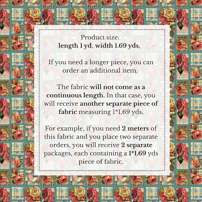 100% Cotton Fabric by the Yard – Turkish Quality Quilting & Sewing Fabric, 1 Yard x 1.69 Yards Wide, Patchwork Cotton for Crafts
