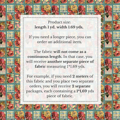 100% Cotton Fabric by the Yard – Turkish Quality Quilting & Sewing Fabric, 1 Yard x 1.69 Yards Wide, Patchwork Cotton for Crafts