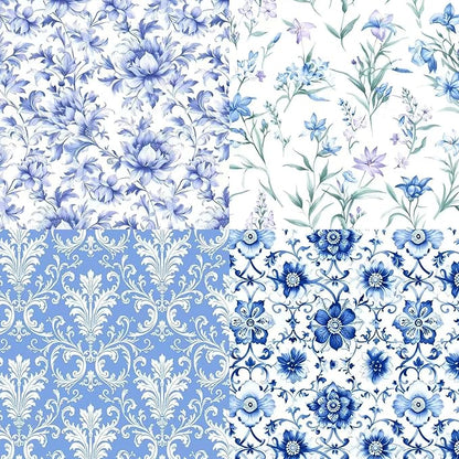 HANPATQUI 50PCS 8 x 8 inch 100% Cotton Fat Quarters Fabric for Sewing and Quilting Bundles Precut Fabric Square for DIY Craft Patchwork-Bluepaisley