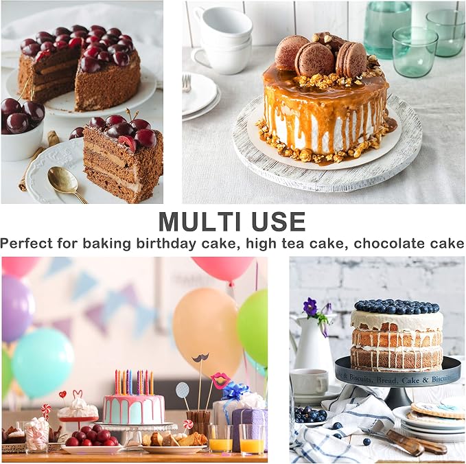 P&P CHEF 6 Inch Cake Pans Set, Round Baking Pan Stainless Steel Layer Birthday Wedding Cake Oven Pans, Non Toxic & Heavy Duty, Deep Side & Mirror Finish, Dishwasher Safe, (3Pcs)