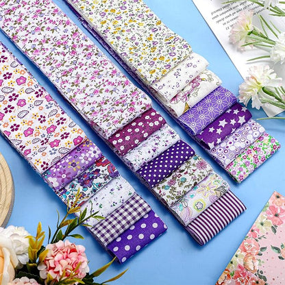 Kingdder Jelly Fabric Quilting Strips, Patchwork Roll 2.55 Inch Roll up Cotton Patchwork Jelly Fabric Craft for Quilters and Sewing DIY Crafts(Purple Flower)