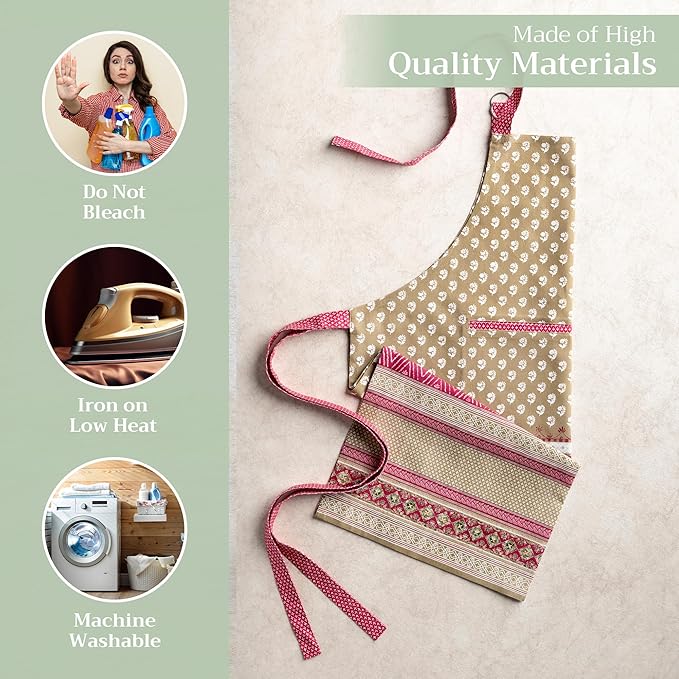 Maison d' Hermine 100% Cotton Apron for women with Pocket Kitchen Chef Apron for Men Cooking Spring Summer