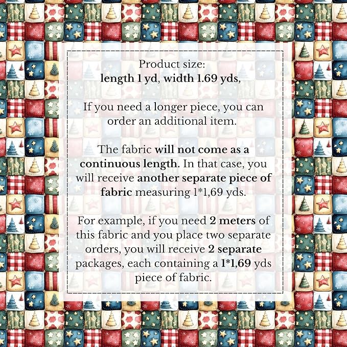 100% Cotton Fabric by the Yard – Turkish Quality Quilting & Sewing Fabric, 1 Yard x 1.69 Yards Wide, Patchwork Cotton for Crafts