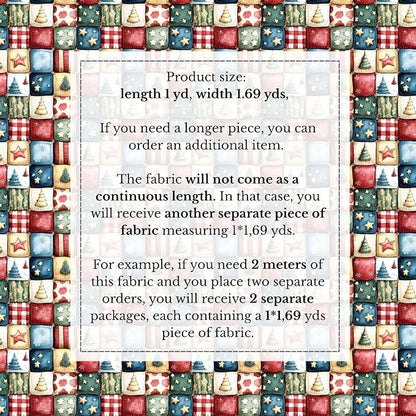 100% Cotton Fabric by the Yard – Turkish Quality Quilting & Sewing Fabric, 1 Yard x 1.69 Yards Wide, Patchwork Cotton for Crafts