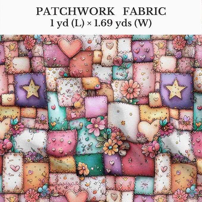 100% Cotton Fabric by the Yard – Turkish Quality Quilting & Sewing Fabric, 1 Yard x 1.69 Yards Wide, Patchwork Cotton for Crafts