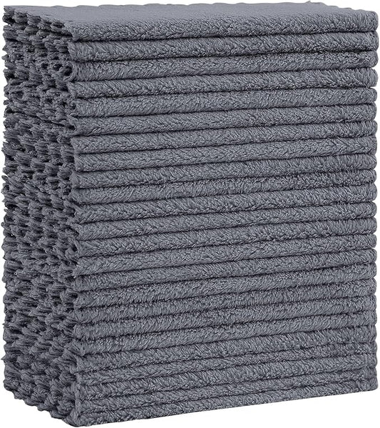 Kitinjoy 24 Pack Kitchen Cloths Dish Towels (7" x 9", Grey), Super Soft and Absorbent Dish Cloths, Nonstick Oil Fast Drying Coral Velvet Microfiber Cleaning