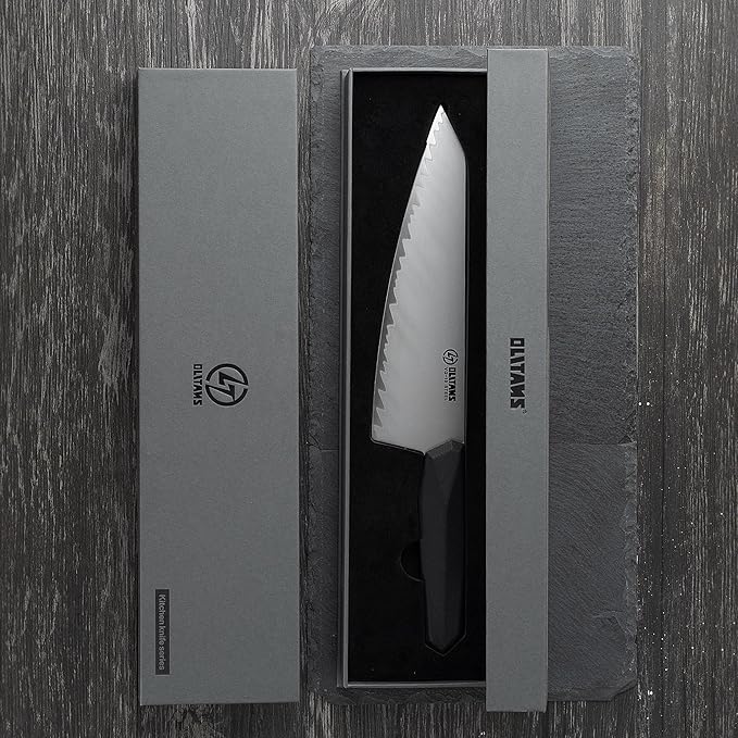 OLITANS Chef's Knife, 8 in Professional Chef Kinfe VG-10, Ultra Sharp Kitchen Knife, G10 Handle (Black)