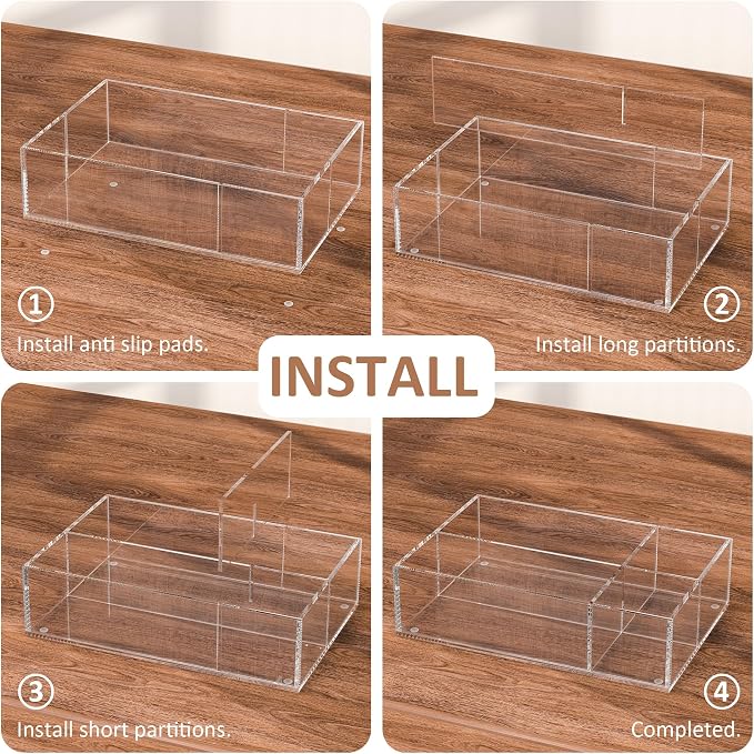 Clear Coffee Station Accessories Organizer, Countertop Acrylic Coffee Bar Tray for Coffee, Tea Bags, Condiments, Cups, Jars