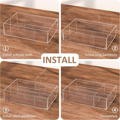 Clear Coffee Station Accessories Organizer, Countertop Acrylic Coffee Bar Tray for Coffee, Tea Bags, Condiments, Cups, Jars