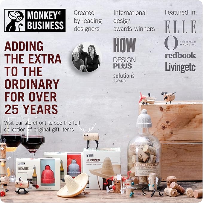 Monkey Business Howdy - 2-Pack Cowboy Hat Wine Stoppers – Fun Silicone Bottle Stoppers Keep Wine Fresh – Novelty Kitchen Gadgets & Cute Wine Accessories (Pink & White)