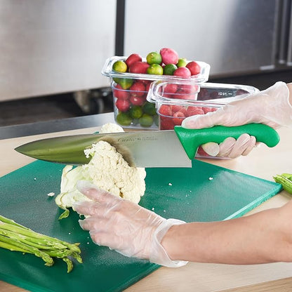CURTA 10-inch Commercial-Grade Chef's Knife, NSF Listed, Ergonomic, Non-slip Green Handle, High Carbon 420 Stainless Steel Forged Blade Straight Edge, Dishwasher Safe, Rust Proof