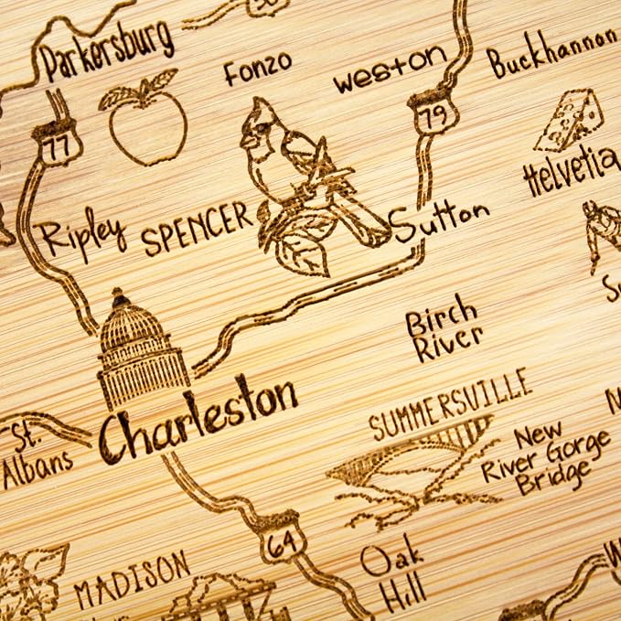 Totally Bamboo A Slice of Life West Virginia State Serving and Cutting Board, 11" x 8.75"