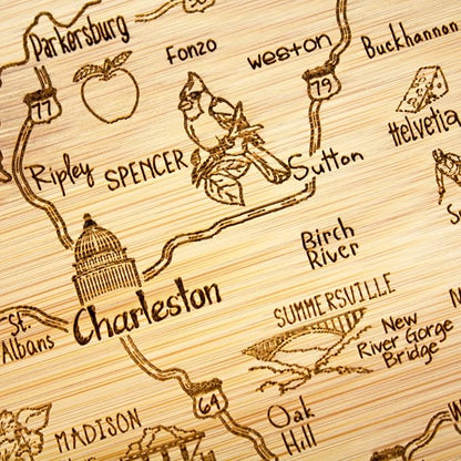 Totally Bamboo A Slice of Life West Virginia State Serving and Cutting Board, 11" x 8.75"